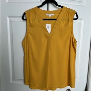 Cleo Gold Sleeveless Blouse V-Neck Lightweight